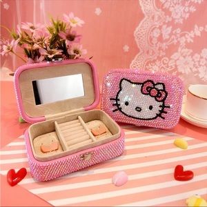 ✨ Hello Kitty Diamond Crystal Bling Jewelry Accessory Box with Mirror ✨